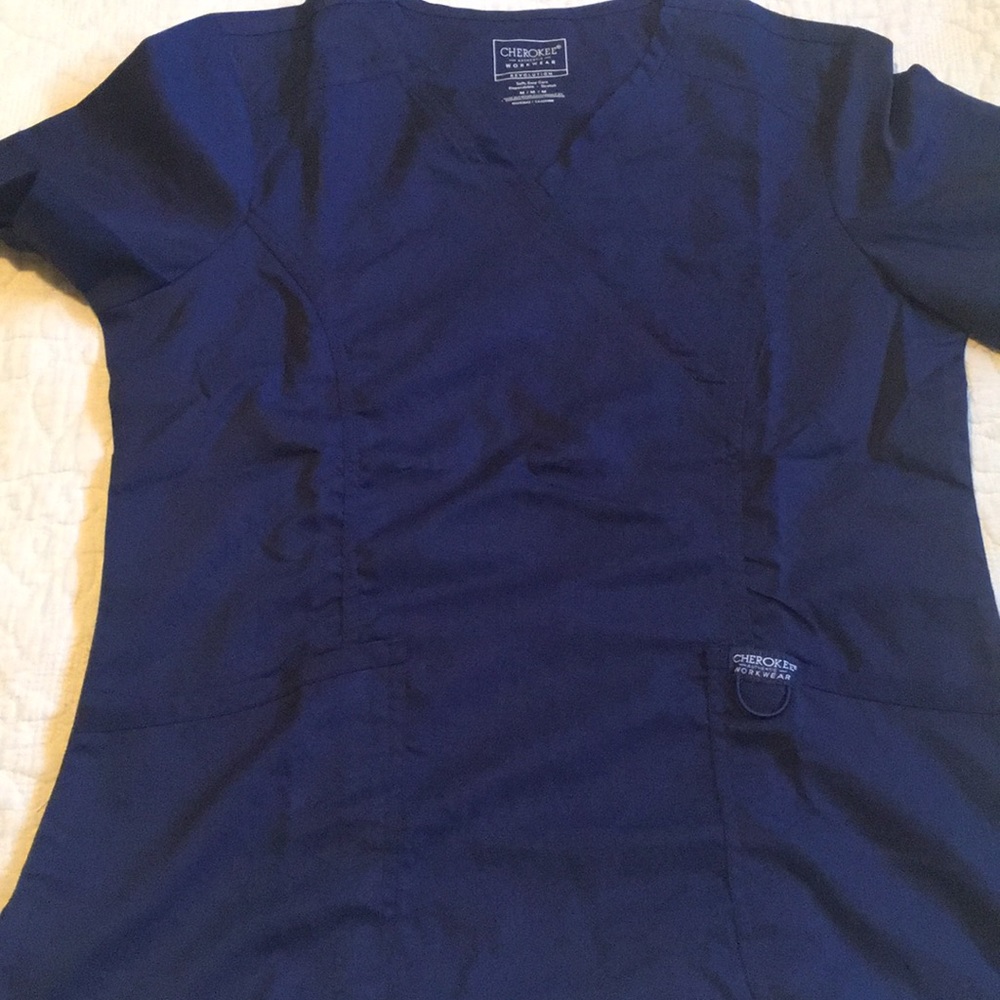 3-revolution Cherokee workwear navy scrub tops